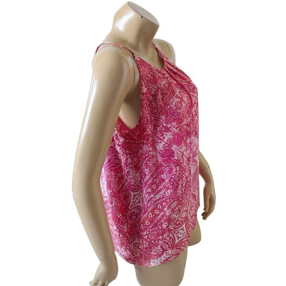 VIOLET & CLAIRE Womens Size Medium Sleeveless Boho Print Pleated Tank Top Shirt - Picture 3 of 8